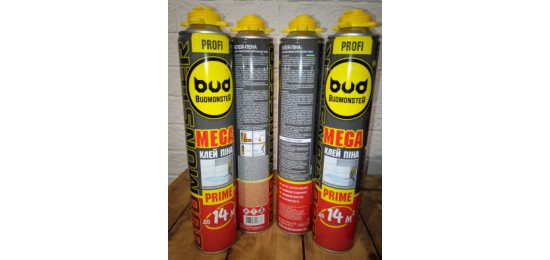 Клей-Піна монтажна Budmonster Mega Prime 800 мл, 960 г